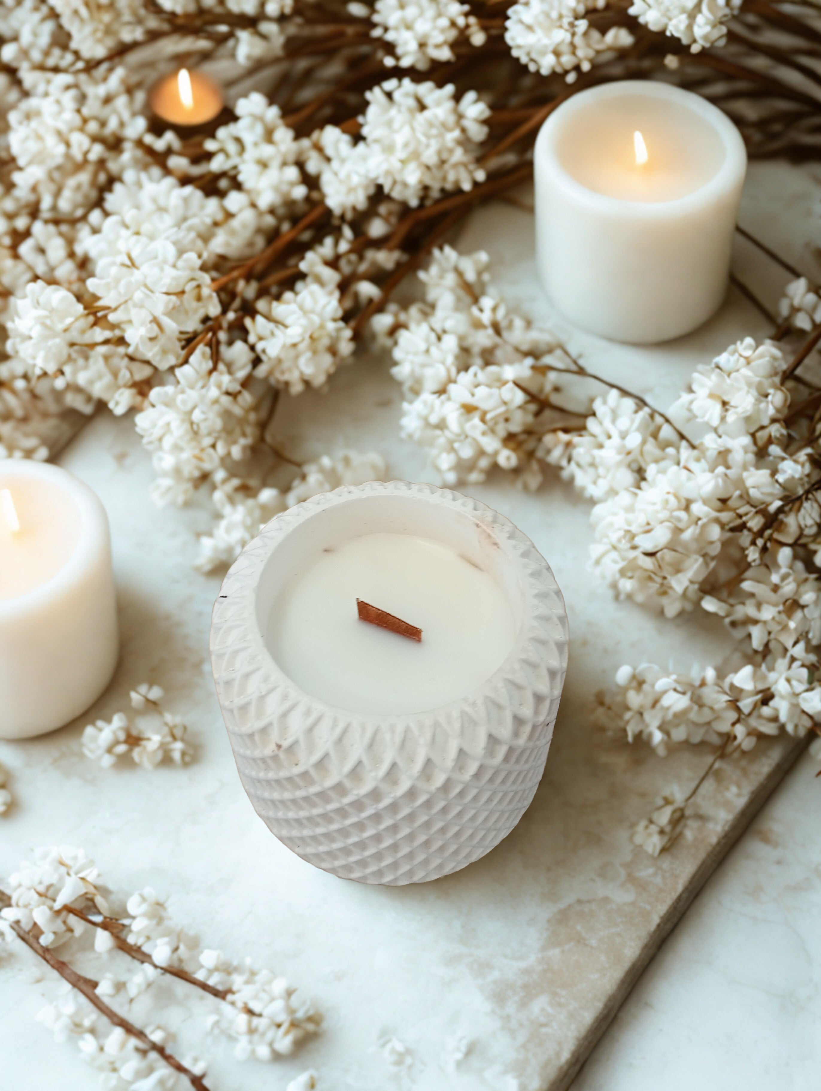 Bougie Pull en Plâtre – Cire de Soja & Mèche Bois – FC3M home FC3M Home