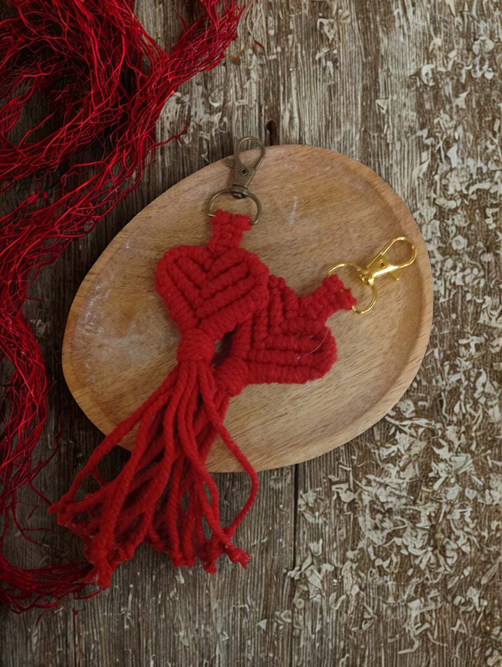 Porte-clés cœur en macramé FC3M Home