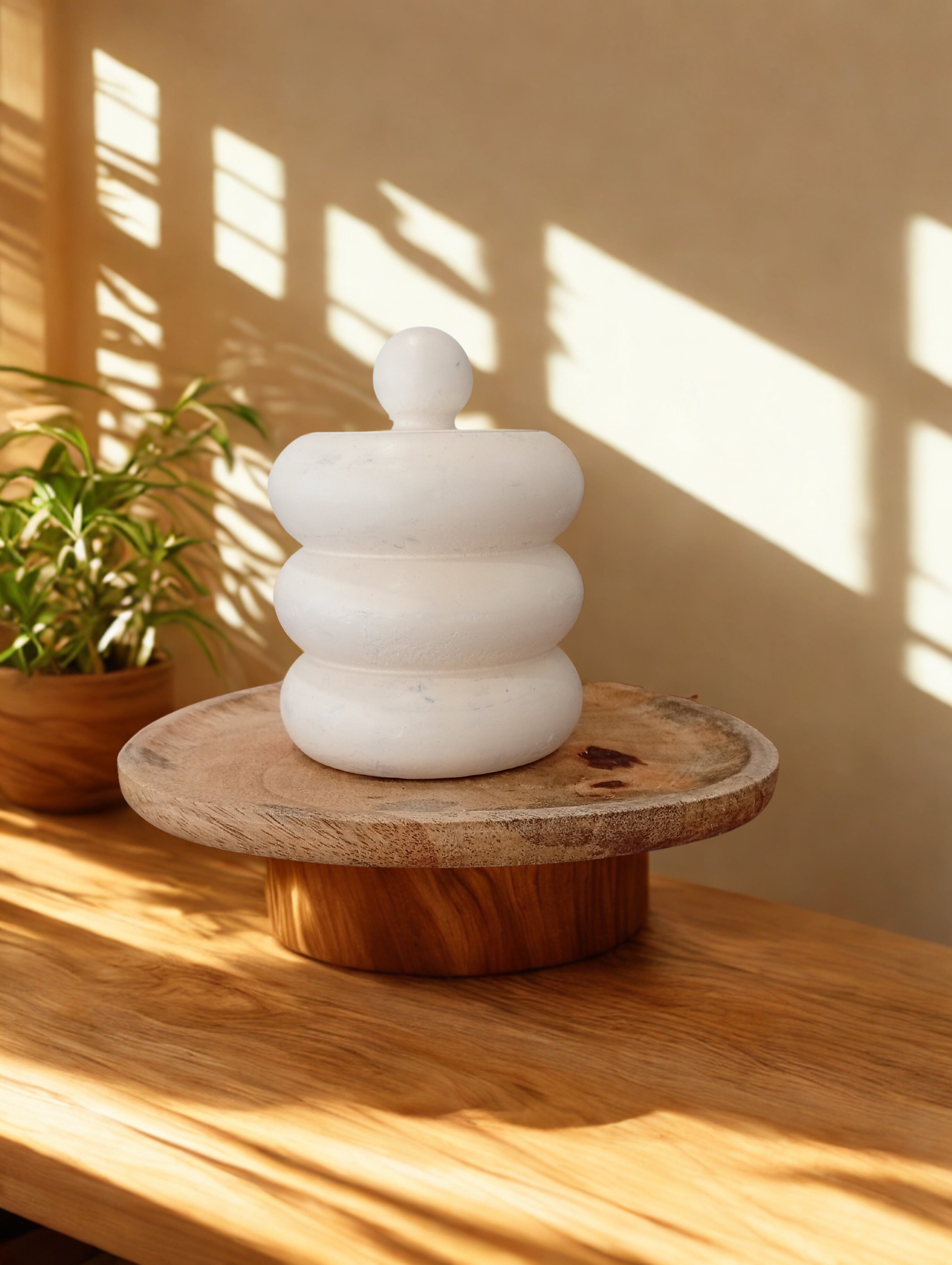 Bougie Annelée en Plâtre – Cire de Soja & Mèche Bois – FC3M home FC3M Home