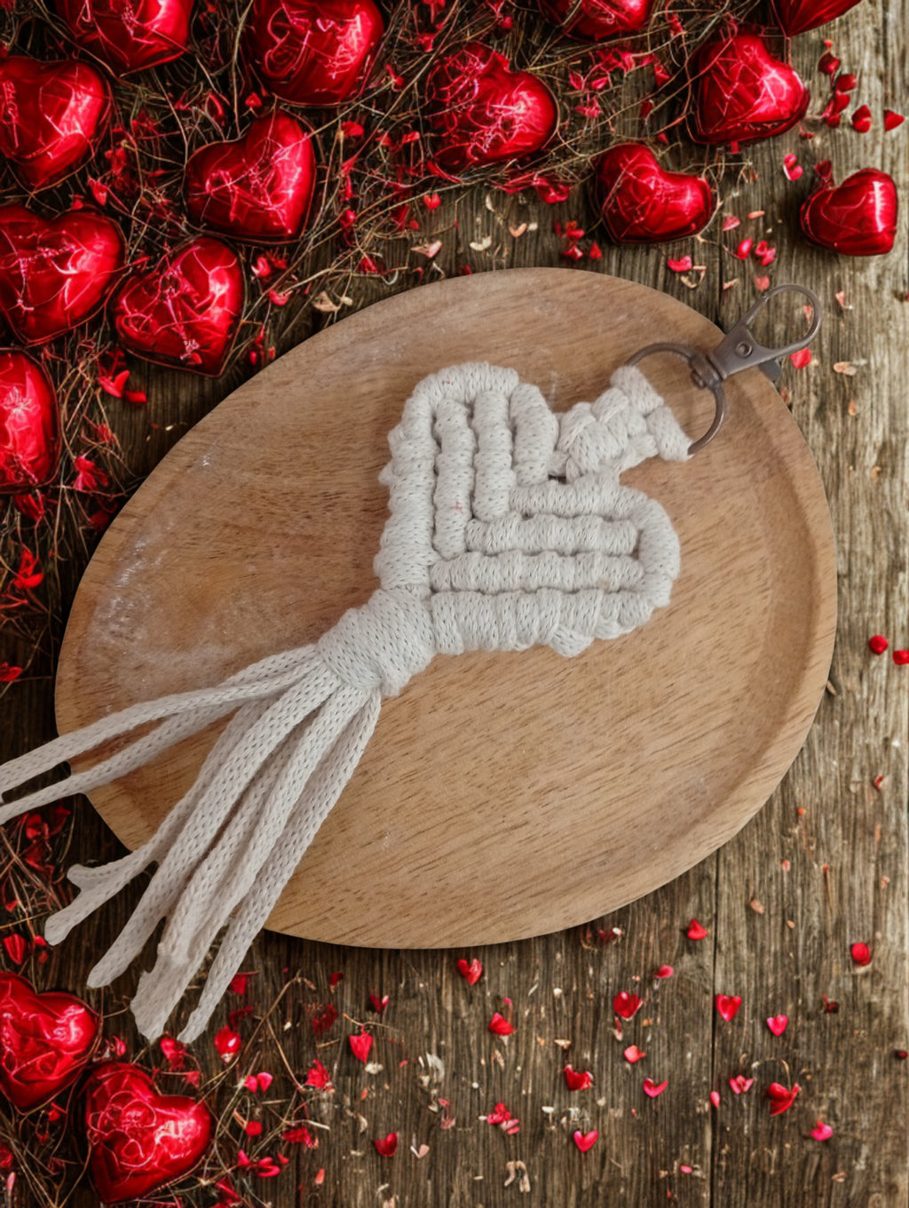 Porte-clés cœur en macramé FC3M Home